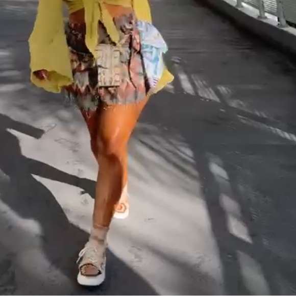 Tribal mini full skirt with wrap front- multi color - Picture 6 of 7